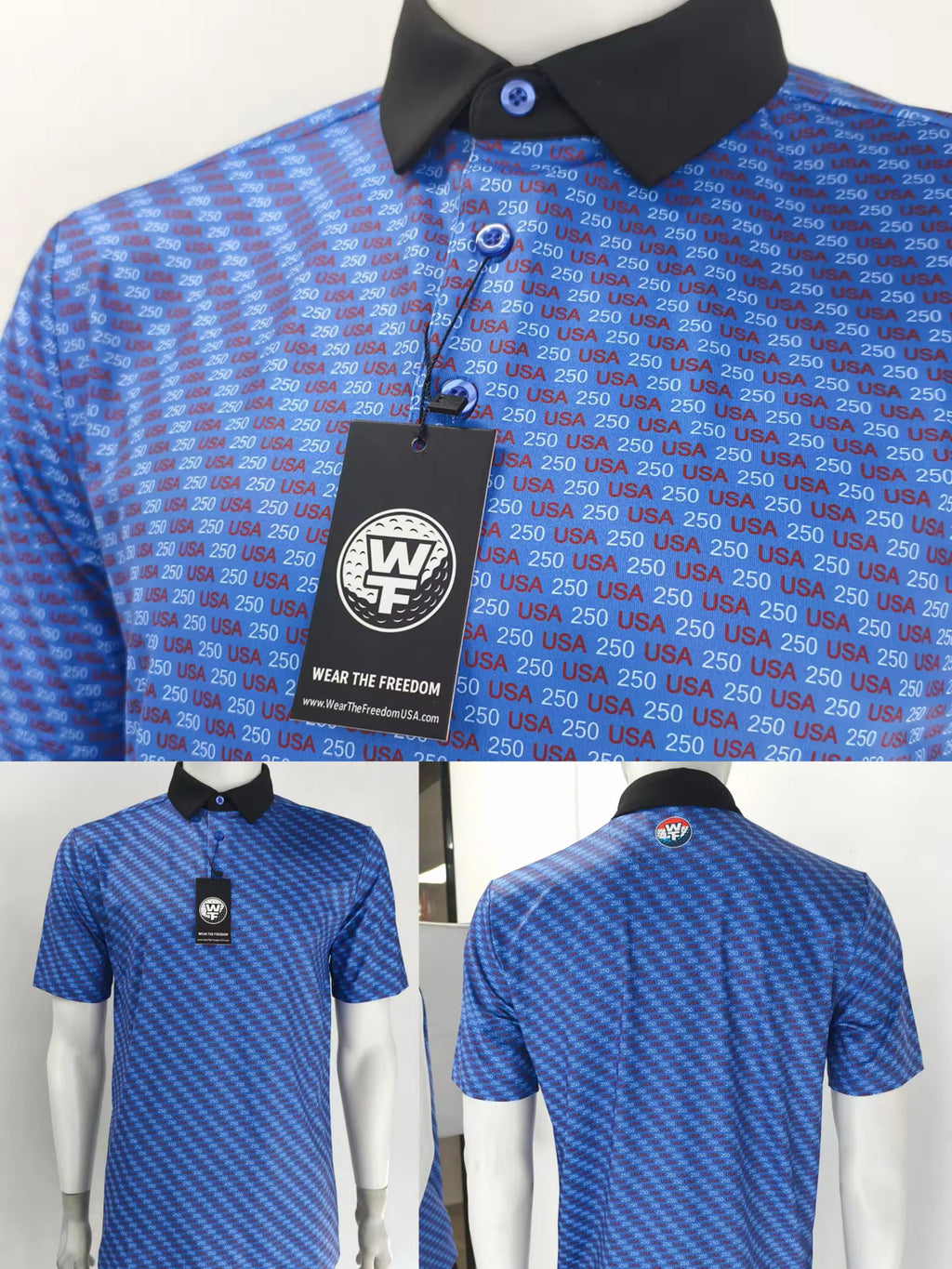 Mens USA250 Blue Polo