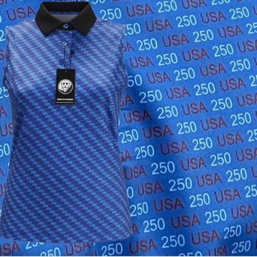 Blue USA250 Women’s Sleeveless Polo